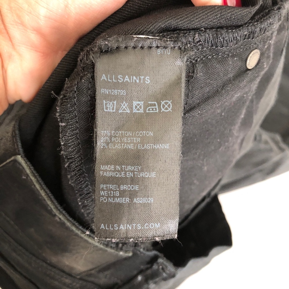 -SOLD- All Saints Brodie Petrol Wax Coated Jeans - Picture 7 of 8